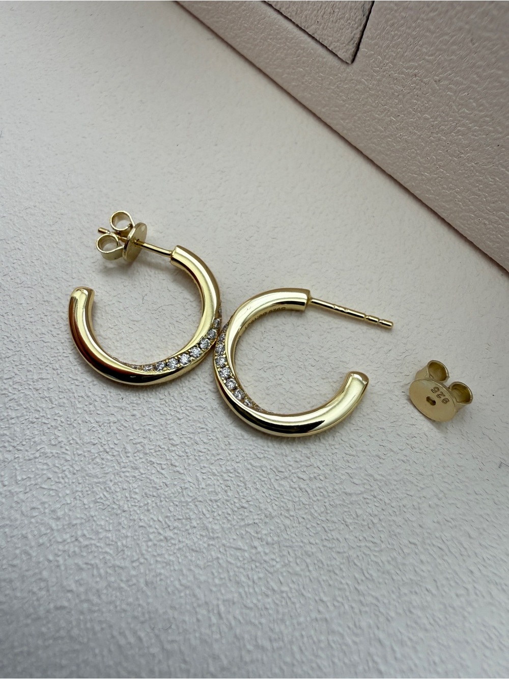 S925 Moissanite G Shape Twist Earrings 14K Plate